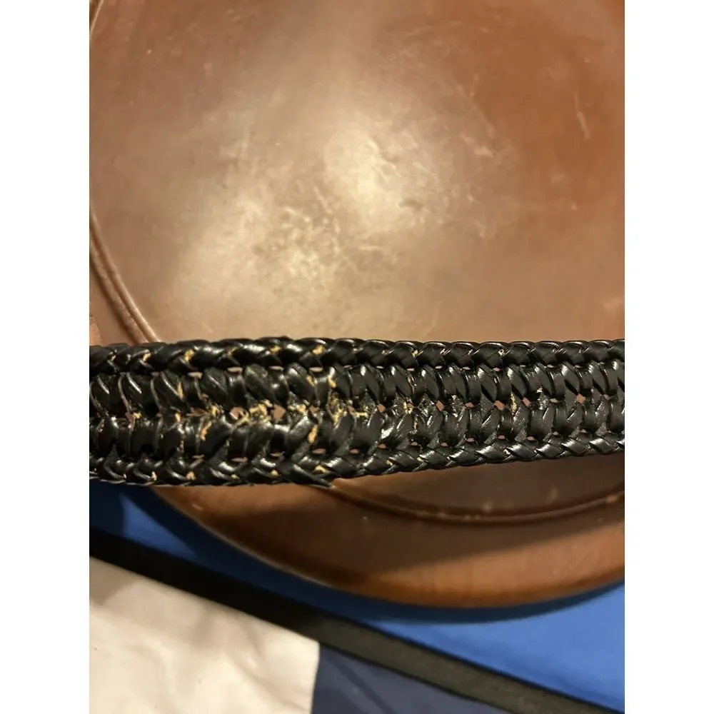 Vintage Genuine Leather Braided Brown Black Belt Size 38/95‎ Boho Western Hippie